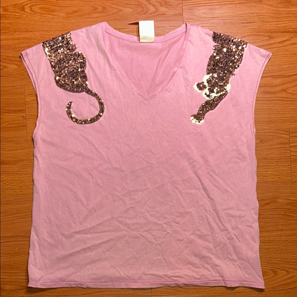 Pink Sequin Embellished Women's Top